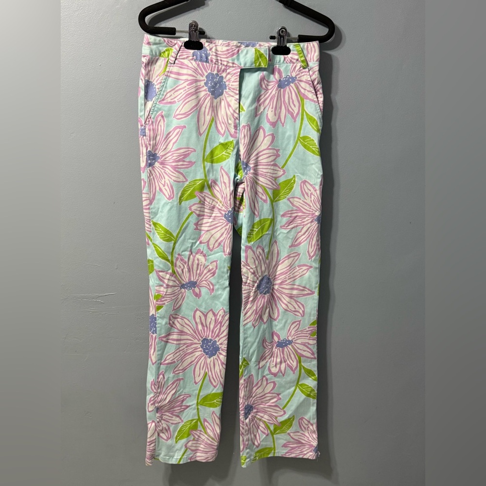 Vintage Lilly Pulitzer pants in Paulie, light blue,pink and purple flowers sz 4